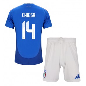 Italien Federico Chiesa #14 Replika Babytøj Hjemmebanesæt Børn EM 2024 Kortærmet (+ Korte bukser)